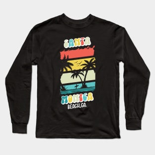 Retro Santa Monica Beach California Long Sleeve T-Shirt